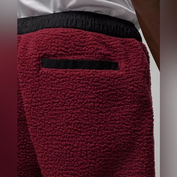 Nike Air Jordan Joggers Red Winter Sherpa Pants Taper - Picture 5 of 12